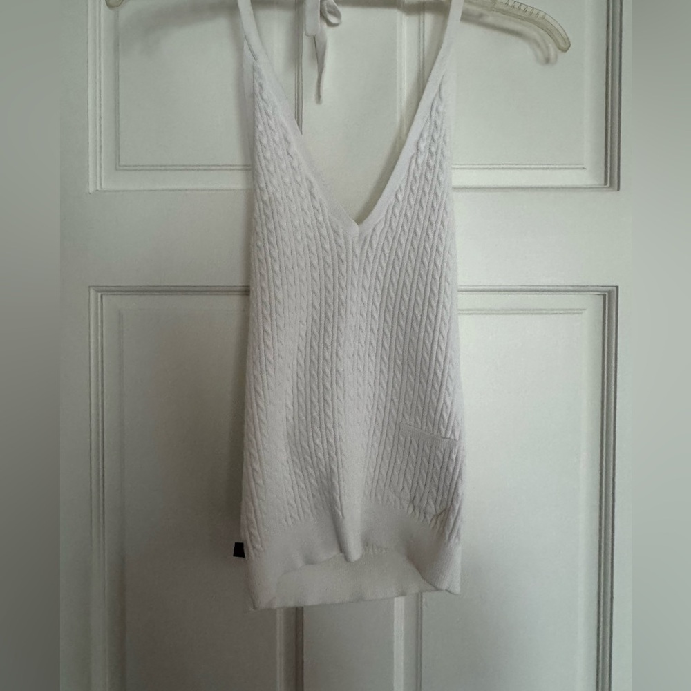 White Cable Knit Women's halter top